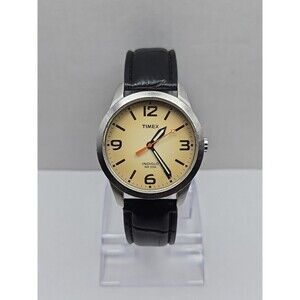 Timex Weekender Classic Watch Quartz 36MM Sesame Dial Black Leather New Battery